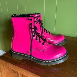 New Dr. Martens pink patent leather boots - Size 9